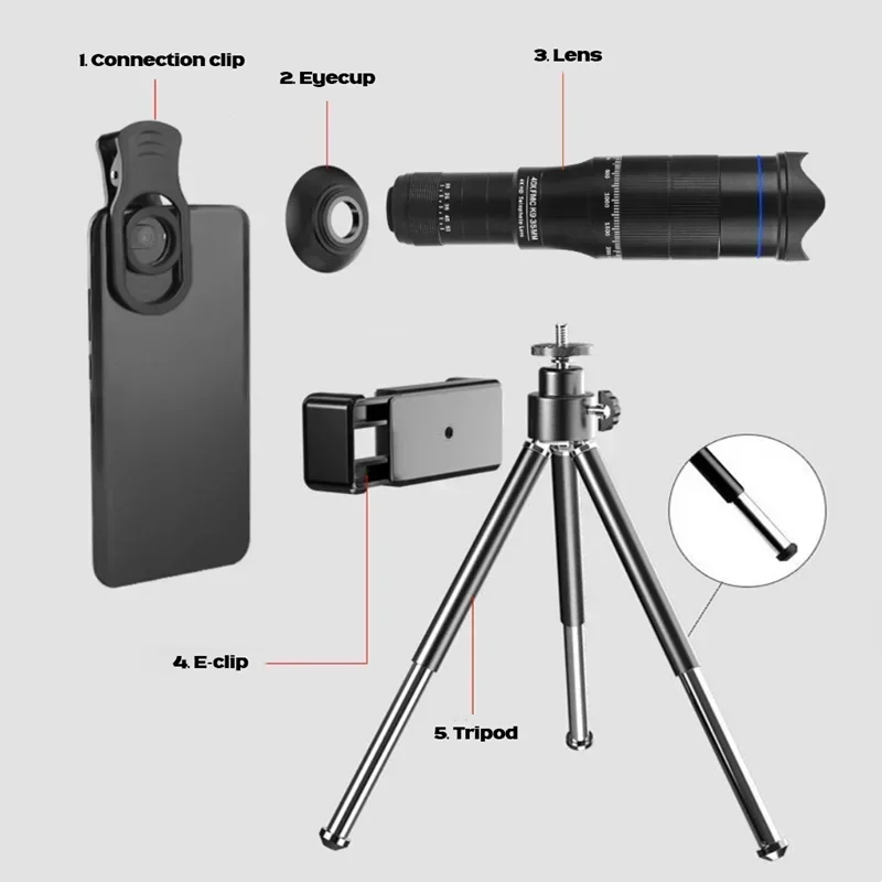 Профессиональный телескоп HD 40X зум монокулярный объектив для телефона камера телефото со штативом металлический Телескоп для туризма кемпинга (art.: 3920d98119eba) - 3920d98119eba