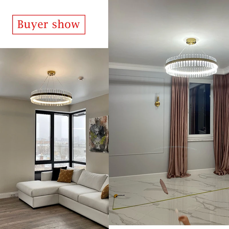 Цена Современные хрустальные люстры светодиодный Люстра, Хрустальная круглая Подвесная лампа для гостиной, Потолочная люстра светильник для ст...