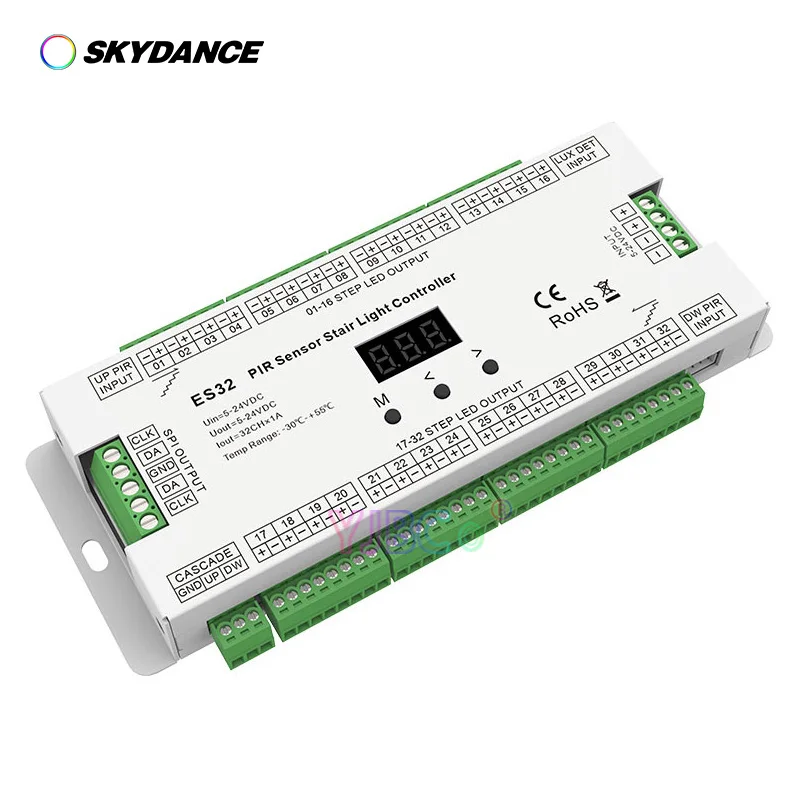 

32CH PIR Sensor Stair Light Controller ES32 Human Body Infrared Inductive Switch For single color led Strip Or SPI Lamp tape