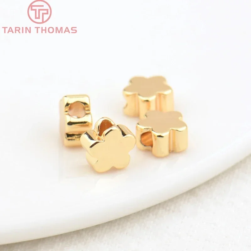 (3372) 20 шт. 6x3 мм отверстие 1 24 К позолоченные латунные бусины-разделители с цветком