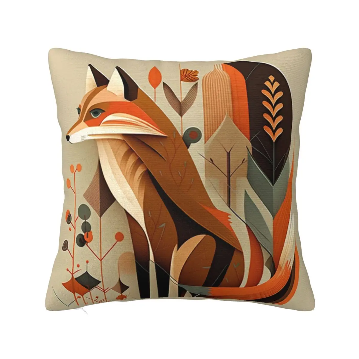 

Fox Pillow Case Modern Art Style Polyester Bedroom Pillowcase Zipper Summer Universal Cover