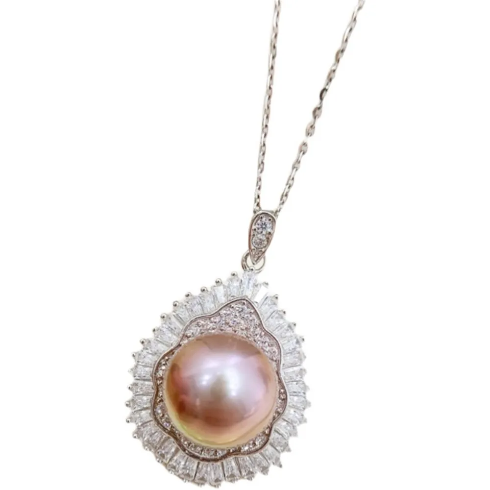 S925 Sterling Silver Pearl Pendant Settings Blank/Base For DIY Pendant Jewelry Making Accessories Suitable for 11-13mm Bead