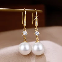 new zircon pearl womens earrings womens temperament fashion all match show face thin runway catwalk valentines day gift earri