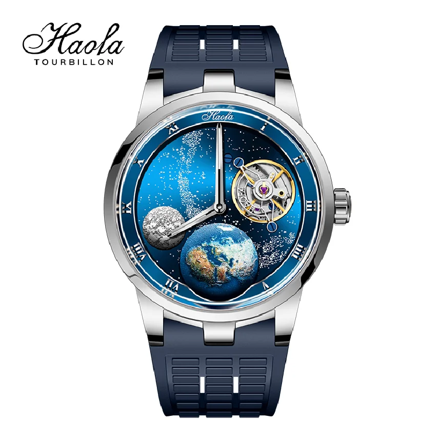 

Haofa Luxury Carrousel Mechanical Men Watch Convex Sapphire Manual Karrusel Watch For Men Rotating Waterproof orologio uomo 1952