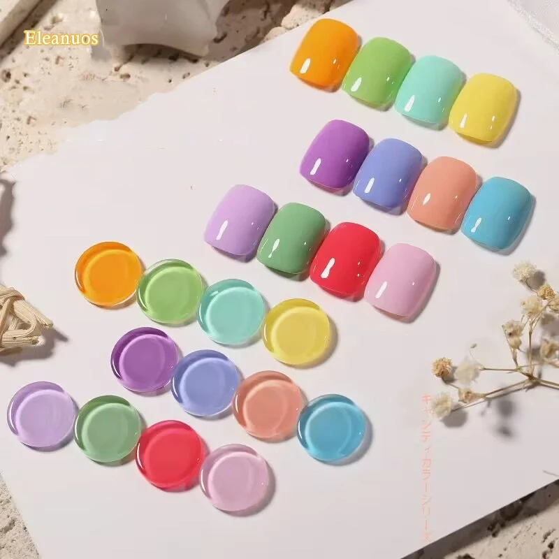 Фото Гель-лак для ногтей Eleanuos Macaron Candy, 1 кг, Полировка Ногтей, новый модный прозрачный гель, УФ светодиодный Праймер, высокая емкость, эмаль для ногтей №2