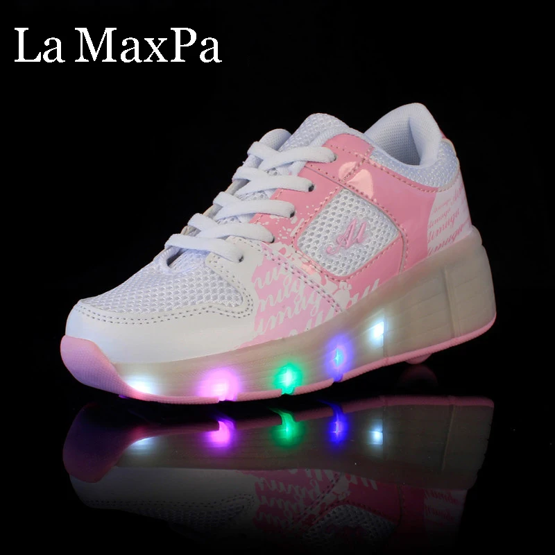 

Size 28-40 Led Wheel Sneakers for Kids Girls Roller Shoes with Lights on Wheels Children Boys Girls Skating Tennis Shoes