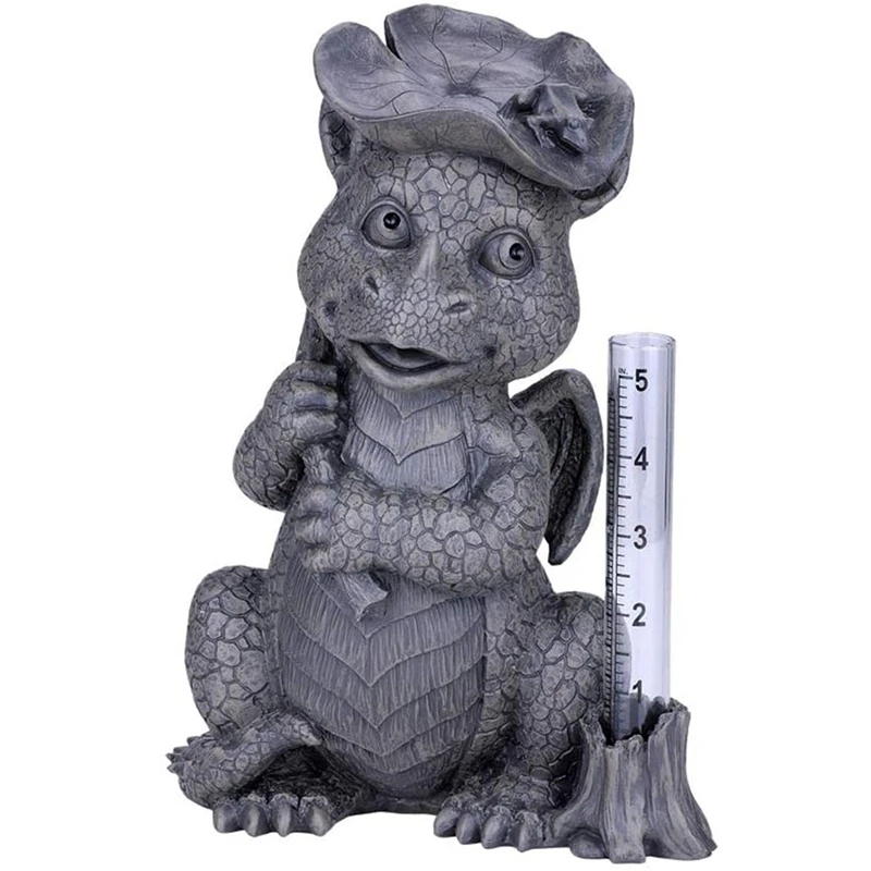 ka smoka z żywicy wskaźnik deszczu statua zewnętrzna miernik poziomu wody wodoodporna do dekoracji ogrodu ozdoba akcesoria