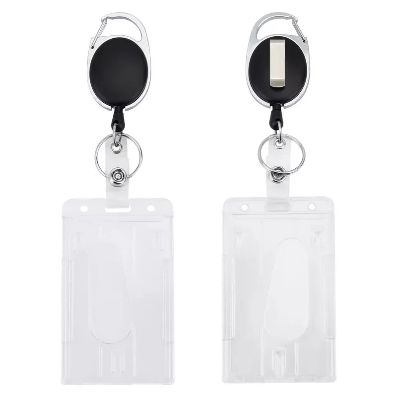 

1pc Retractable Badge Holder with Badge Reel ID Work Card Holder Clip Vertical Style Clear ID Name Tag Office School Supplies