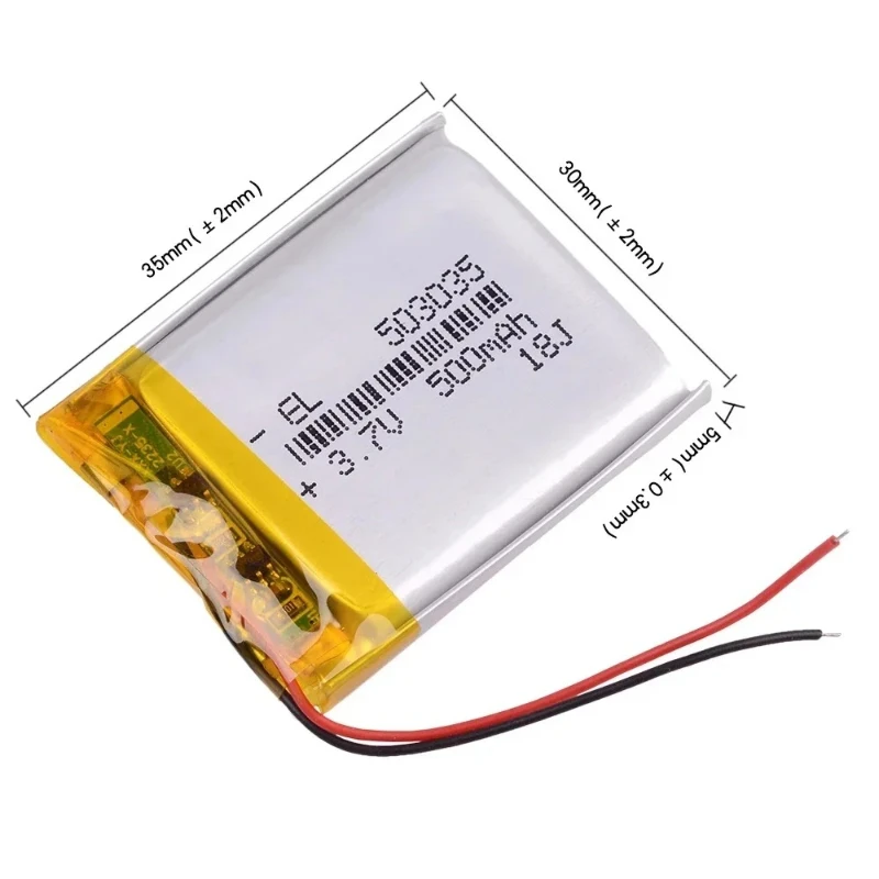 Фото Аккумулятор литий-полимерный перезаряжаемый 3.7V 500mAh (503035) для GPS-устройств, DVD-плееров, автомобильных видеорегистраторов, очистителей воздуха, смарт-часов, Bluetooth-гарнитур №5