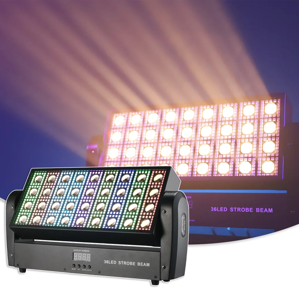 YUER LED 36x3W 3200K COB Beam с 648 шт. RGB SMD 36+36 сегментов стробоскопический эффект освещение