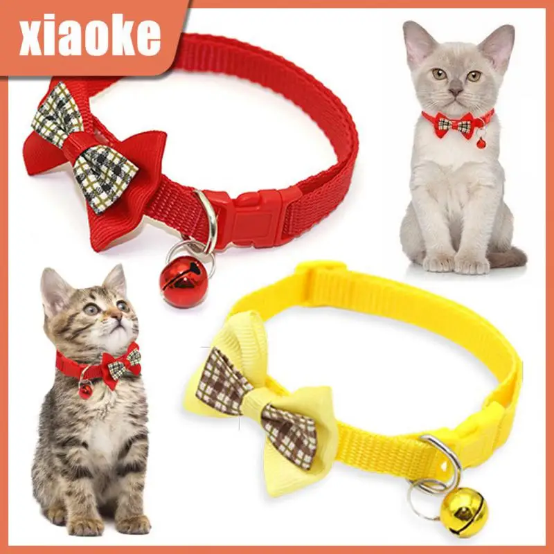 

Cute Design Cat Jewelry Soft And Comfortable Cute Dog Cat Collars Adjustable Bow Knot Cat Collar Bow Bell Collar Mini Pet Collar