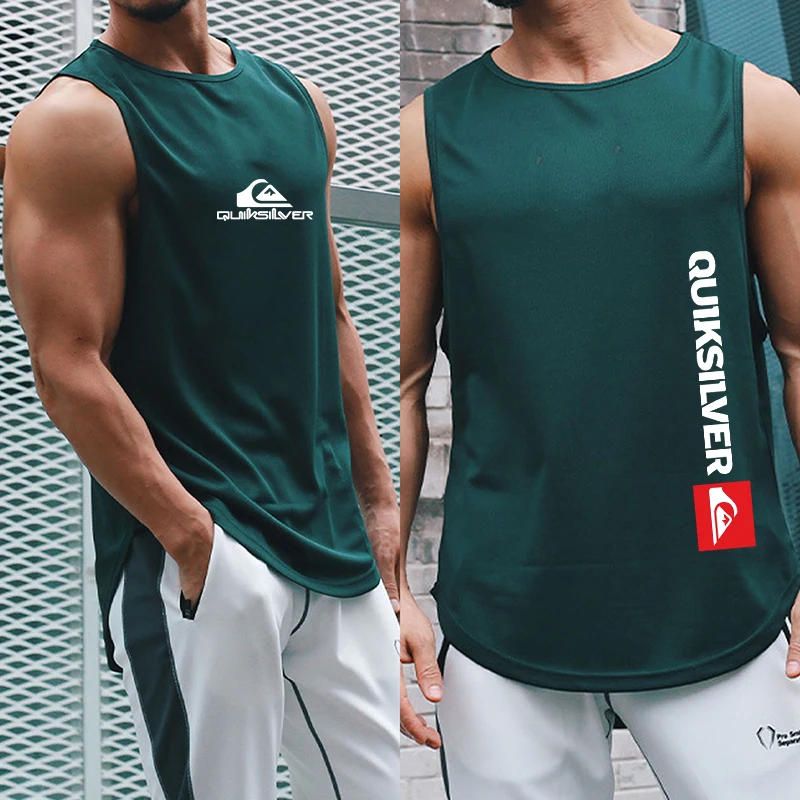 

Summer Men Gym Tanks Tops Workout Bodybuilding Fitness Sleeveless T Shirt Luxury Print Beach Sportswear Muscle Vests for Male