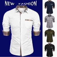 new solid color long sleeve shirt lapel long sleeve button shirt