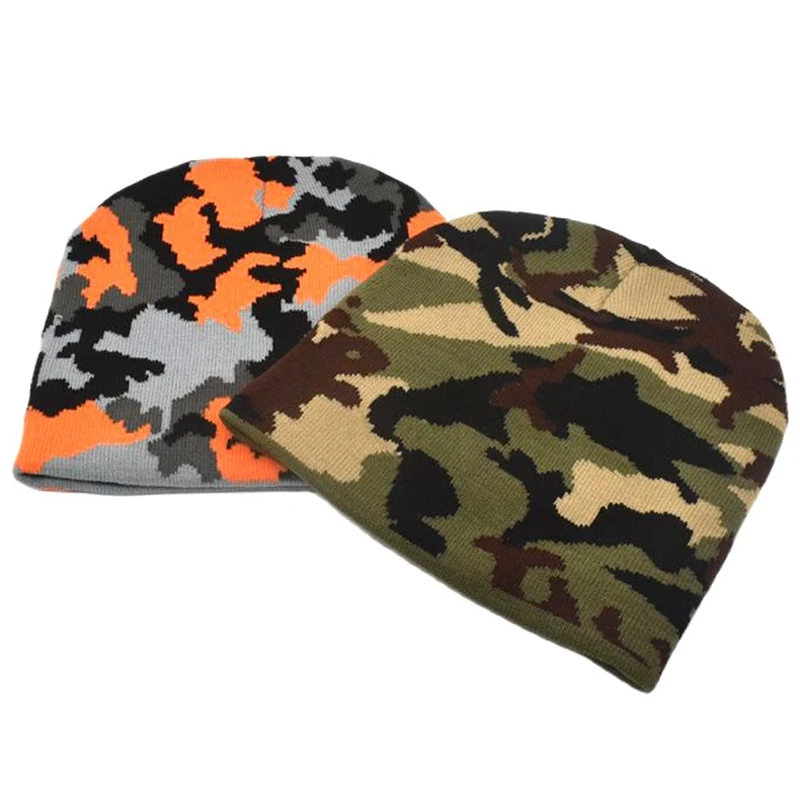 

Камуфляжная вязаная сохраняющая тепло утепленная мужская шапка унисекс для улицы Осень Зима Лыжи трикотаж шляпа-Кепка с черепом