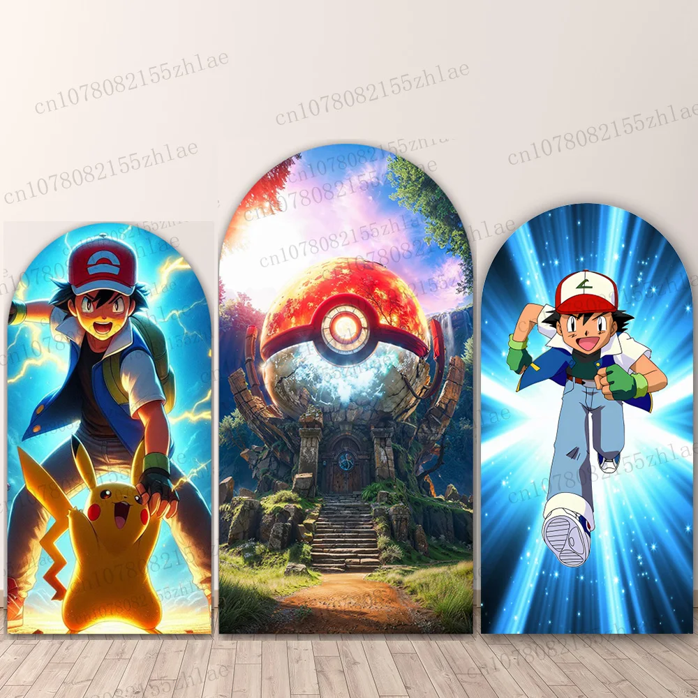 Pokemon Birthday Party Photo Background Arch Cartoon Photography Backdrop Baby Shower