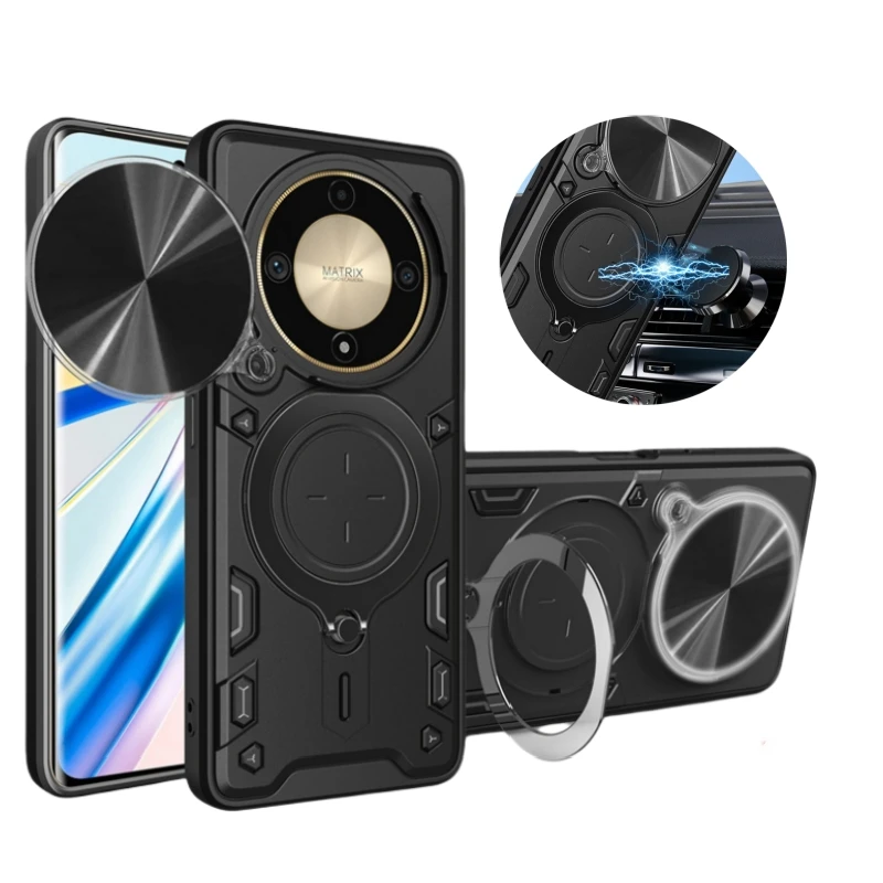Для Honor X9b 5G Магнитный кольцевой держатель противоударные армированные