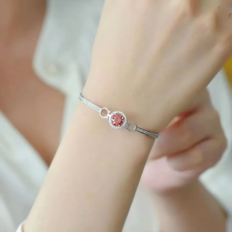 Фото SACE GEMS GRA сертифицированный D VVS1 красный муассанит браслет для женщин модные вечерние украшения из стерлингового серебра 925 пробы с покрытием из белого золота №2
