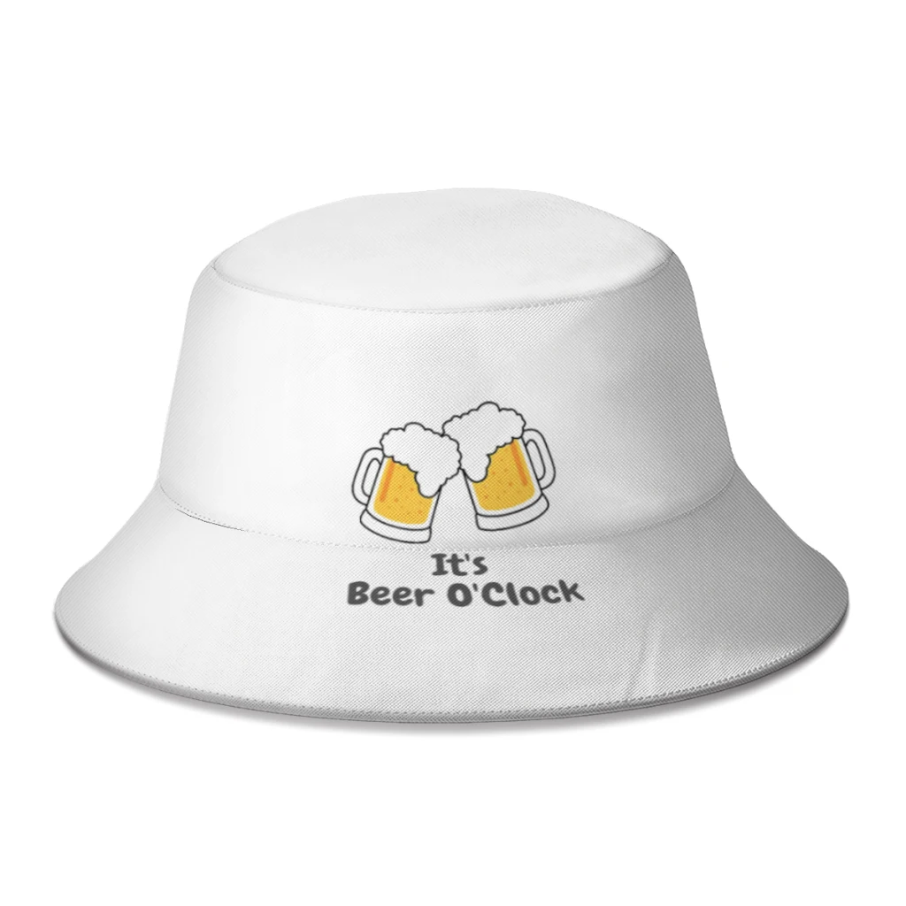 It's Beer O'Clock Fisherman Hat Boy Girl Funny Beer Lover Spring Bucket Hats Seaside Bob Femme Gorro Dropshipping