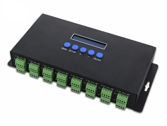 

BC-216 DC5V-24V 16 channels Artnet to SPI /DMX pixel light LED controller+ Two port(2*512 Channels)output;Led Artnet Controller