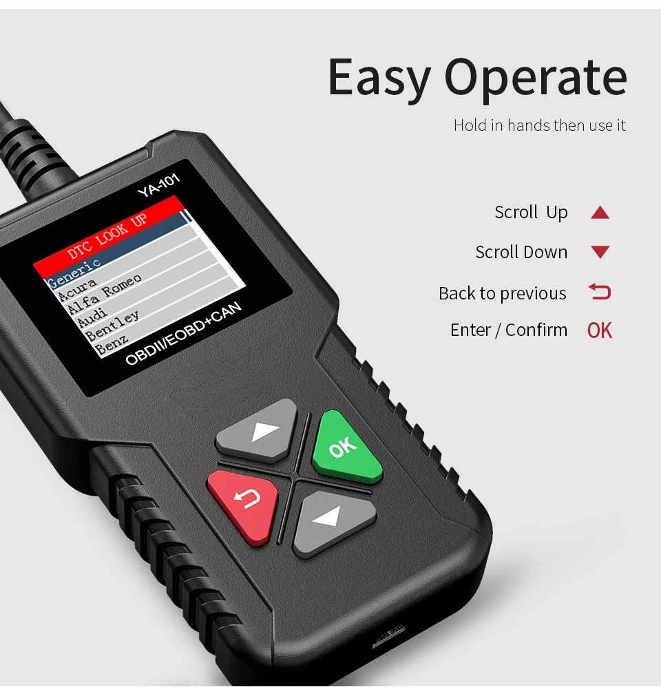 Фото Сканер OBD2 YA-101, аналогичный CR3001, считыватель кодов неисправностей двигателя автомобиля, диагностический инструмент OBD. №2