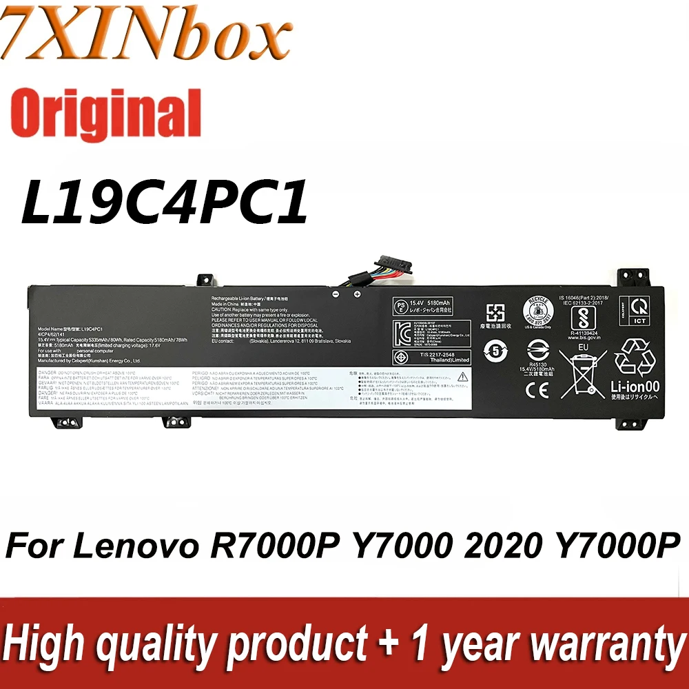 

Аккумулятор L19C4PC1 L19M4PC для ноутбука, 15,4 в, 80 Вт-ч, для Lenovo Rescue R7000P Y7000 2020 Y7000P 2020 Legion 5 15ARH05 7 15IMH05 Series