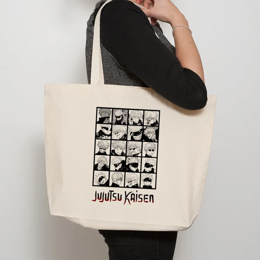 

Gojo Satoru Jujutsu Kaisen Canvas Bag Women's Handbags Shopper High-capacity Canvas Shopping Bags Fashion