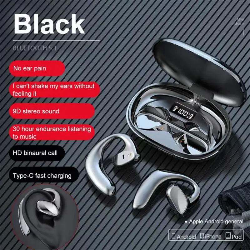 

5.1 Air Conduction Bluetooth Headphones Noise Reduction Sports Waterproof Wireless Earphones With Mic Ear Hooks Headsets Earbuds