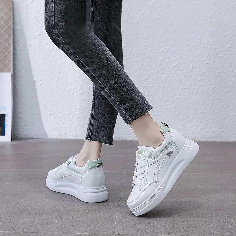 Thick-Soled Small White Shoes Women's Super Hot 2022 Spring And Autumn New Inner Heightening Sports Flat Shoes