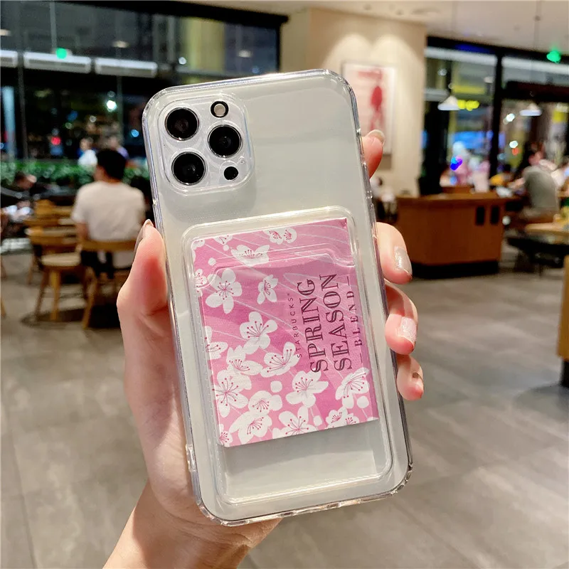 Card Bag Clear Phone Case For Xiaomi Redmi Note 11 11S 10S 9S 9T 10 9 8 Pro Max Plus 10C 10A 9A 9C 8A Soft TPU Back Cover