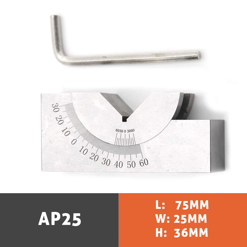 

AP25 AP30 AP46 для измерительного фрезерного станка, прецизионные детали, регулируемая накладка 0/30/60, угломер, отладка, V-образный блок, угловой инструмент