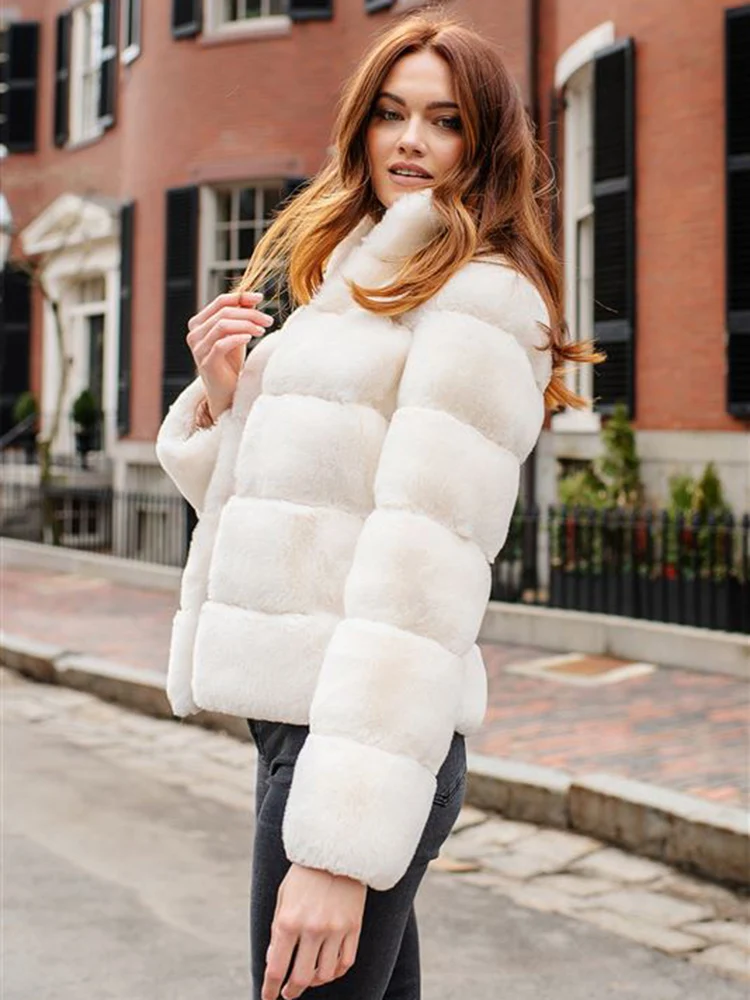 Winter New Women Faux Fur Jacket Coat 2022 Female Fashion Elegant Fluffy Thick Warm Artificial Fox Fur Jacket