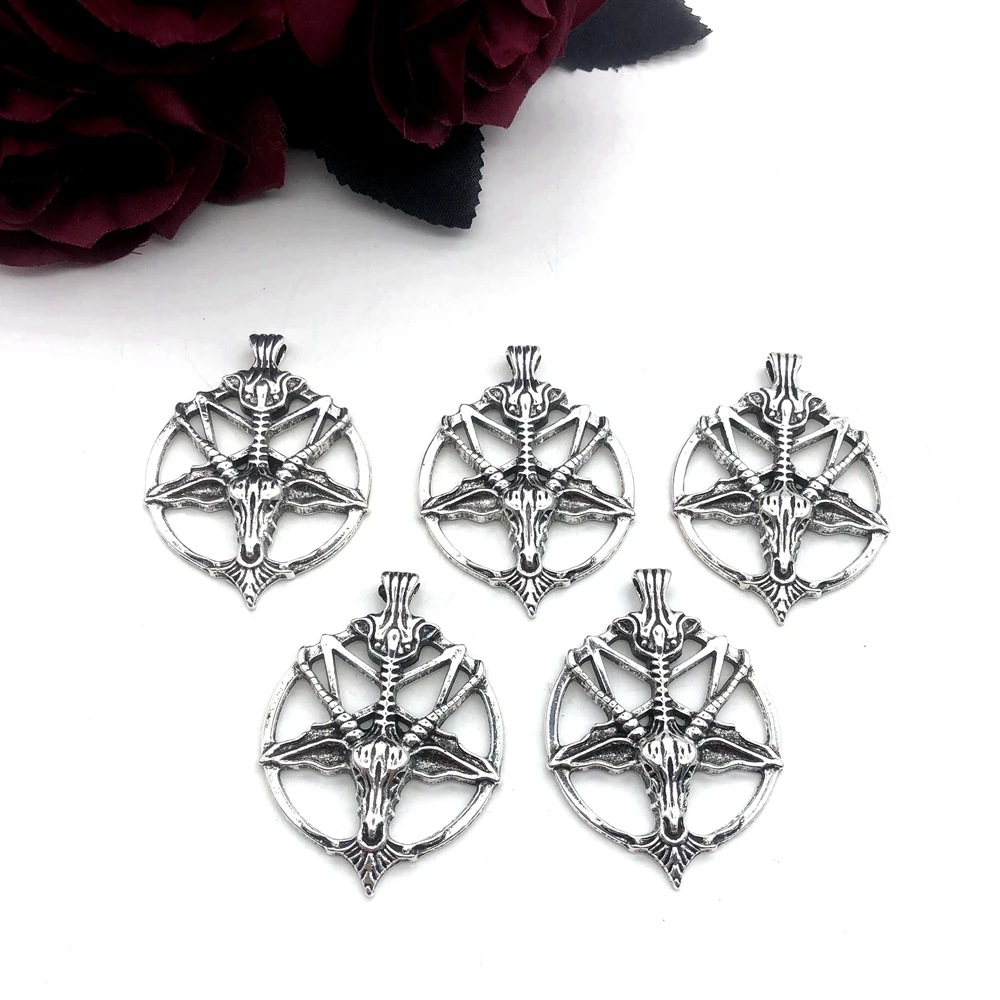 5 Pieces Pentagram Pan God Skull Gothic Pendant Satan Devil Mysterious DIY Jewelry Accessories