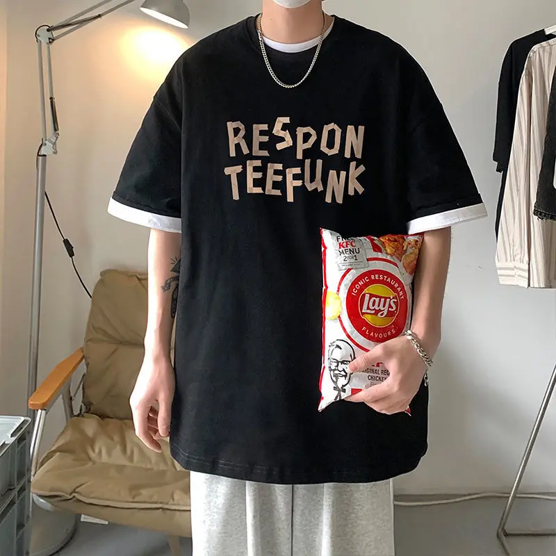 

Short-Sleeved T-shirt Men's Summer 2022 New Trendy All-Match Handsome Top Boys Printing