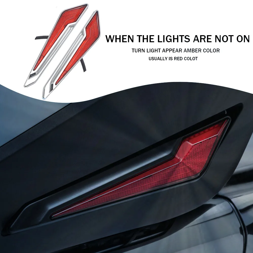 

New LED Marker Light Set Red Lens Chrome For Honda Goldwing GL1800 F6B 2018 2019 2020 2021 Turn Signal Side Saddlebag Lnserts