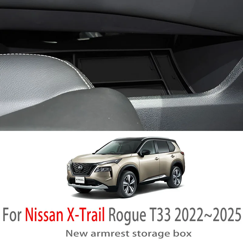 

Автомобильные аксессуары для Nissan X-Trail Rogue T33 2022 ~ 2025 MK4, подлокотник для центральной консоли, ящик для хранения, многофункциональное хранилище, автозапчасти
