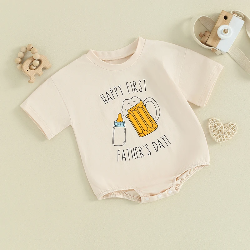 Детский комбинезон с коротким рукавом и круглым вырезом