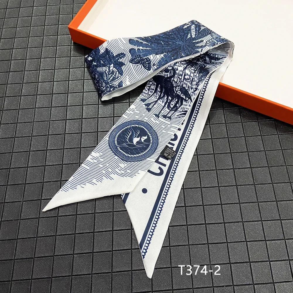 Шелковый шарф для женщин с принтом фламинго бабочки сумка ручками ленты