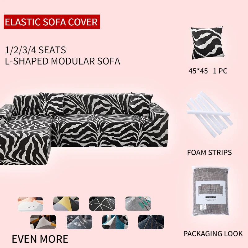 

Home Elastic Plaid Sofa Cover Corner Armchair 1/2/3/4 Seats Universal Living Room L-Shaped Sofa Cover