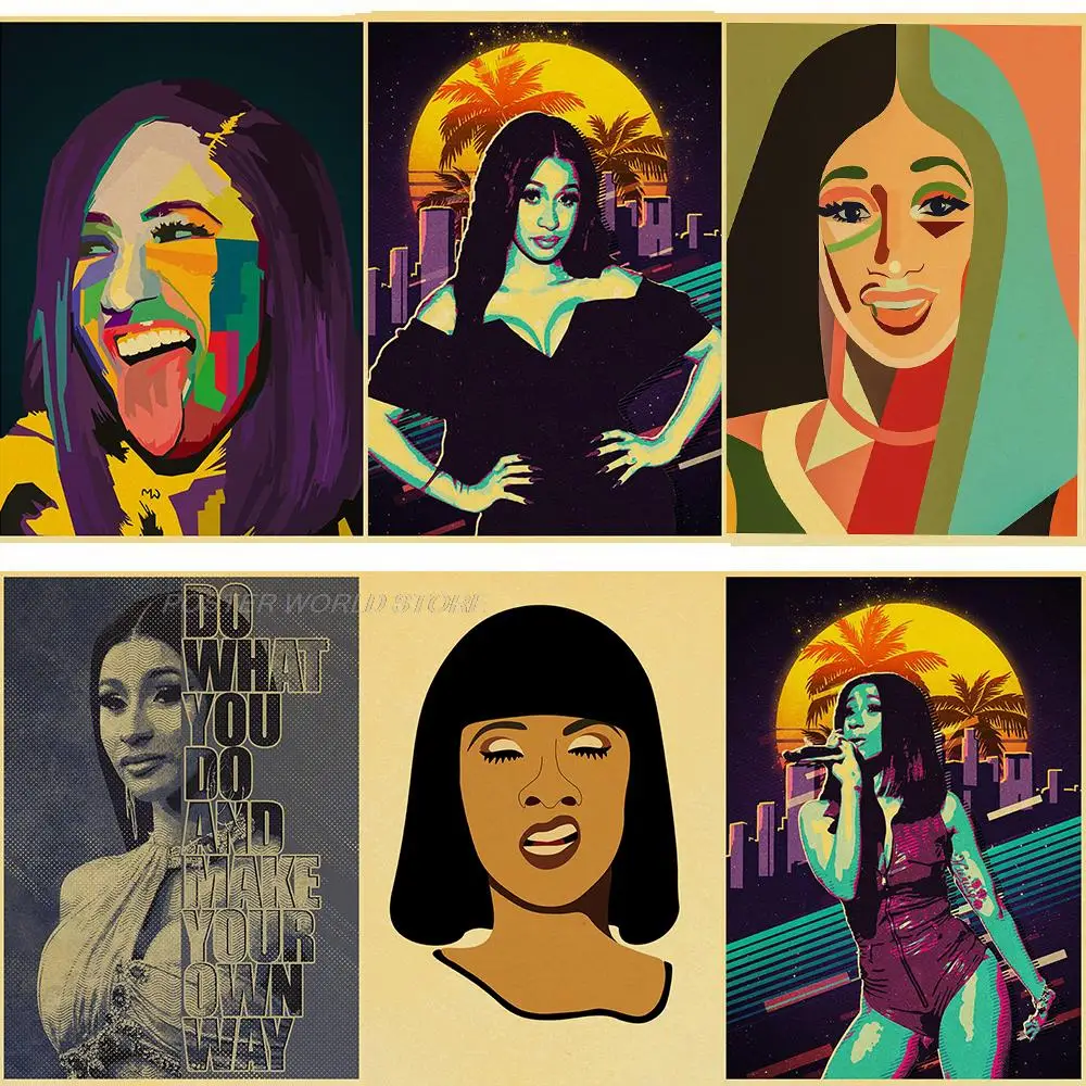 

Fashion Hip Hop Music Star Rapper Cardi B Art Home Decor Room Living Sofa Wall Decor Picture Quality Painting Poster