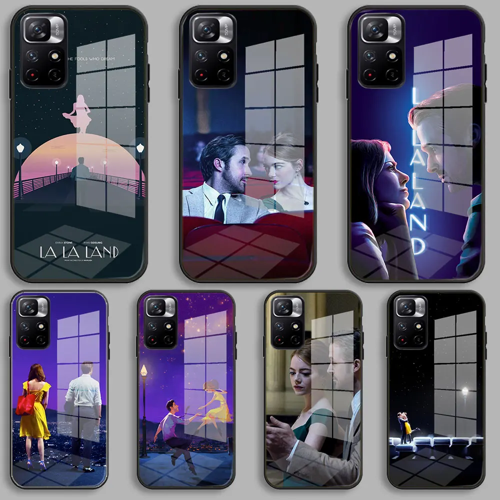 Balck Glass Case For Xiaomi Redmi Note 12 11 10 9 8 7 Pro Plus Max 9S 11s 10s 8T Silicone Cover La Land Emma Stone Ryan Gosling