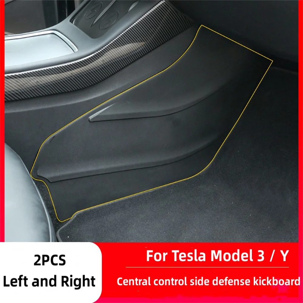 

For Tesla Model Y Model 3 Car Tpe Central Control Side Defense Kick Pad Protective Foot Pad Interior Accessories Decoration Trim
