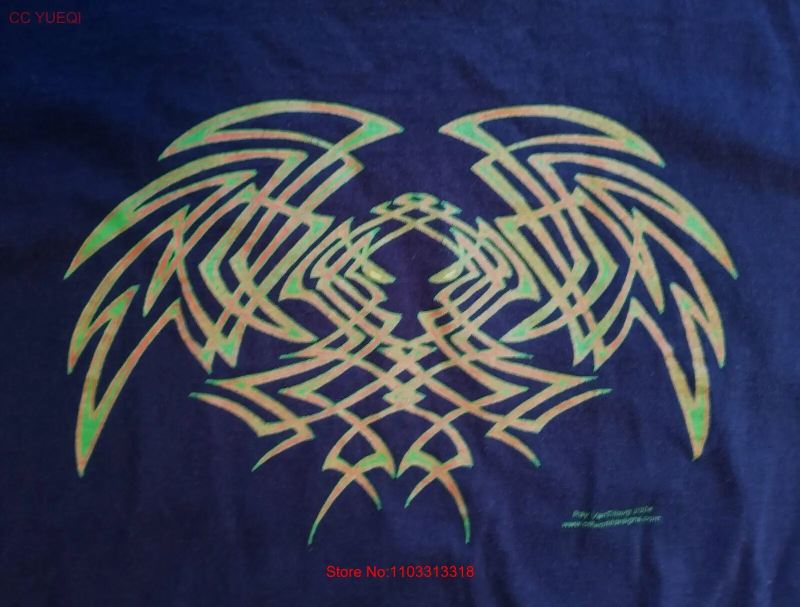 Cthulhu зеленый этнический дизайн от Ray Van Tilburg 2004 Винтажная футболка синий XL