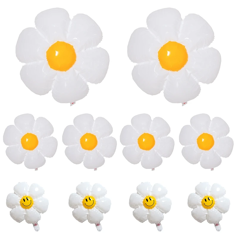 

10Pcs White Daisy Flower Foil Balloon Plumeria Wedding Kids Birthday Party Decoration Baby Shower INS Photo Props