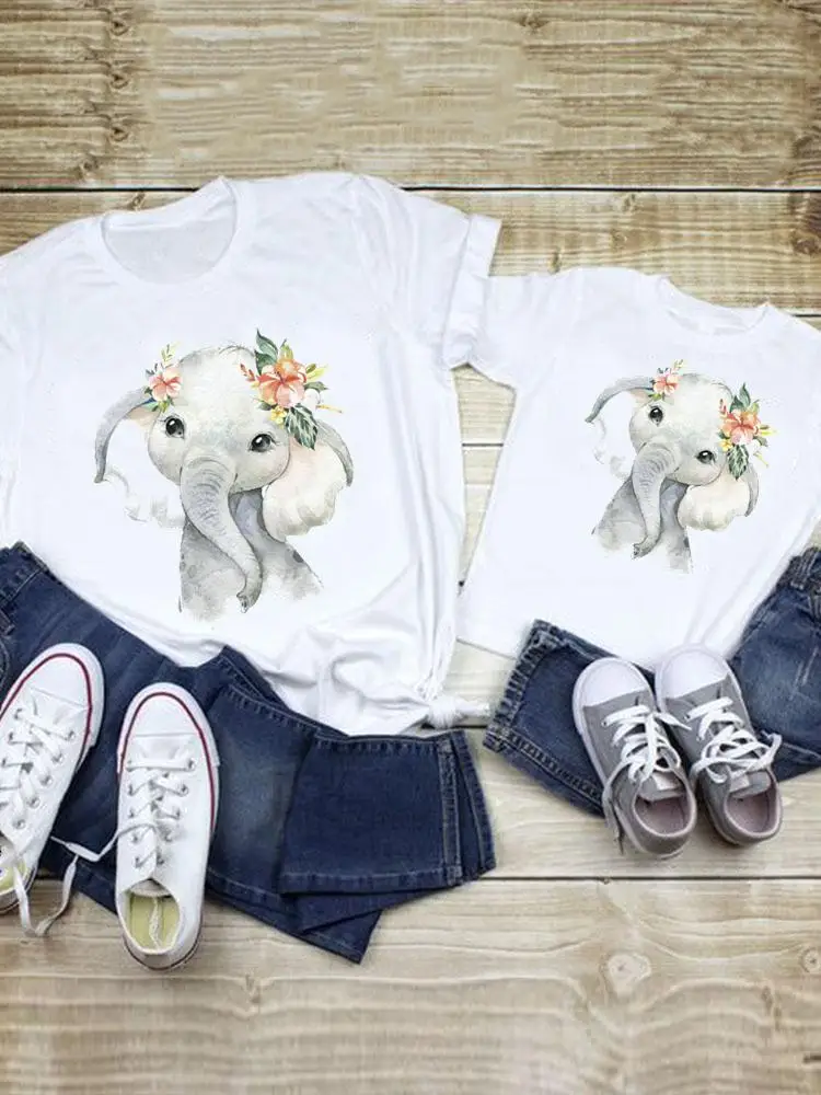 

Elephant Sweet 90s Trend Clothes Tee Family Matching Outfits Summer Women Kid Child Mom Mama Mother Tshirt T-shirt Clothing