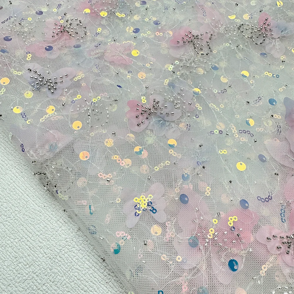 ie przezroczystej damskiej tkaniny Yulemstery z kolorowym haftem w kształcie motyla do dekoracji wnętrz naturalnym stylu lu...