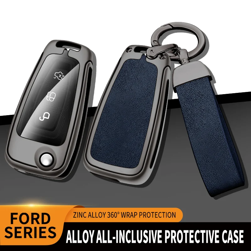 

Zinc Alloy Leather Car Key Case for Ford Kuga 2013-2019 Focus 2017-2018 Remote Control Accessories