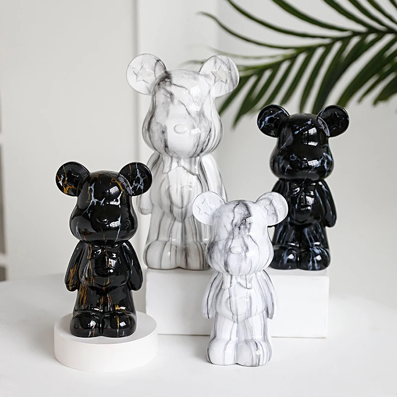 

Статуэтка в скандинавском стиле с медведем из смолы, фигурка животного, настольное украшение для гостиной, креативная скульптура с мультяш...