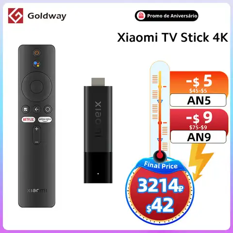 Глобальная версия Xiaomi Mi TV Stick 4K Android TV 11 2 Гб ОЗУ 8 Гб ПЗУ Netflix Wifi Google Assistant Bluetooth 5,0 смарт телевизор Dongle