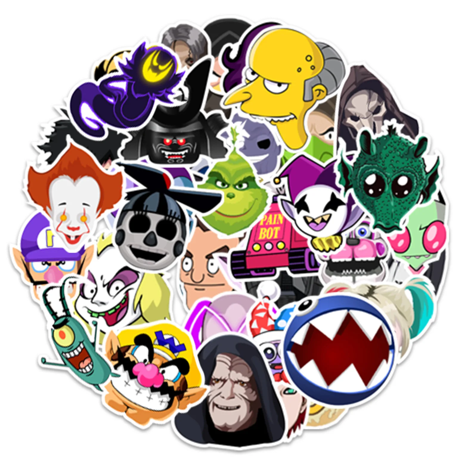 

50PCS Anime Cartoon Villains Collection Graffiti Stickers Luggage Refrigerator Skateboard Computer Decorative Waterproof Sticker