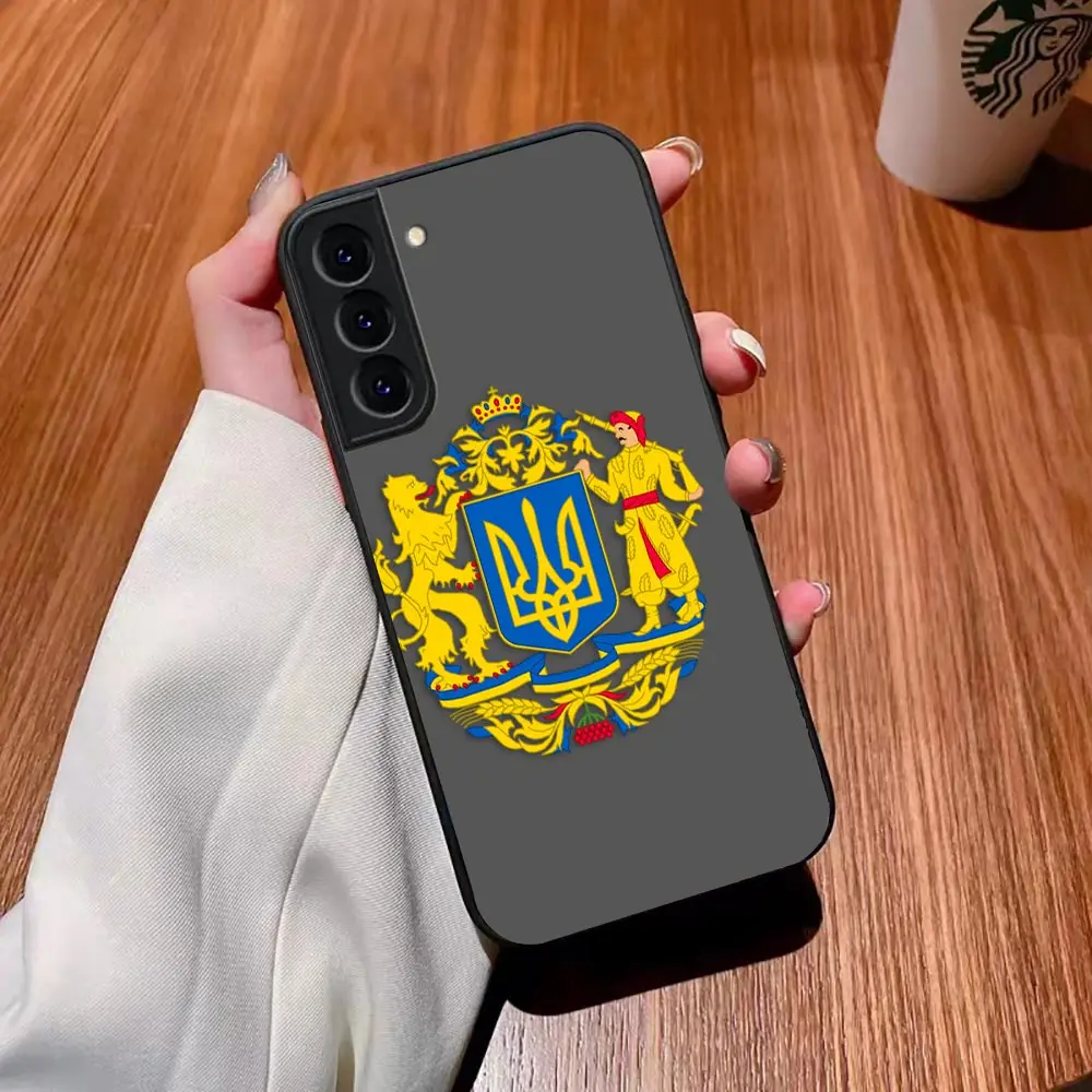 Matte Phone Case for Samsung Galaxy S23 S22 S21 S20 S10 4G S9 S8 Plus ULTRA 5G LITE Case Funda Emblem Of The Tlag Of Ukraine